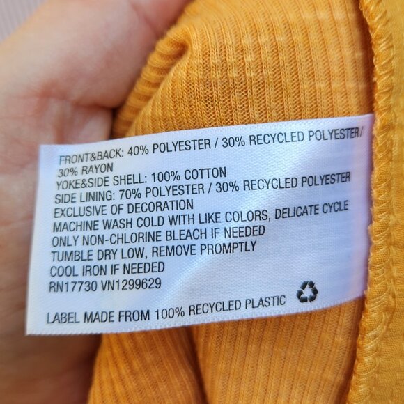 Knox Rose Mustard Yellow Mixed Media Blouse Eyelet Ribbed Tie-Neck Tassel - Picture 12 of 13